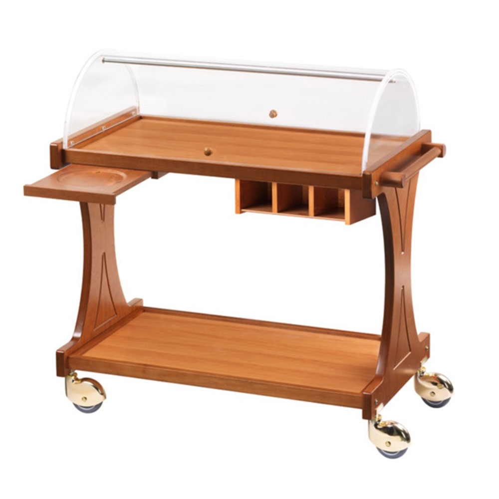 Carucior servire restaurant cu cupola si compartimente tacamuri