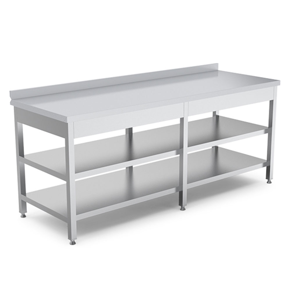 Masa de lucru inox cu polita intermediara si inferioara 140*70*85