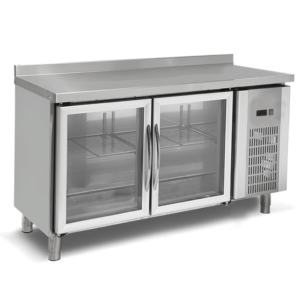 Masa rece, profesionala, inox, 2 usi vitrate, 150*60*85 cm