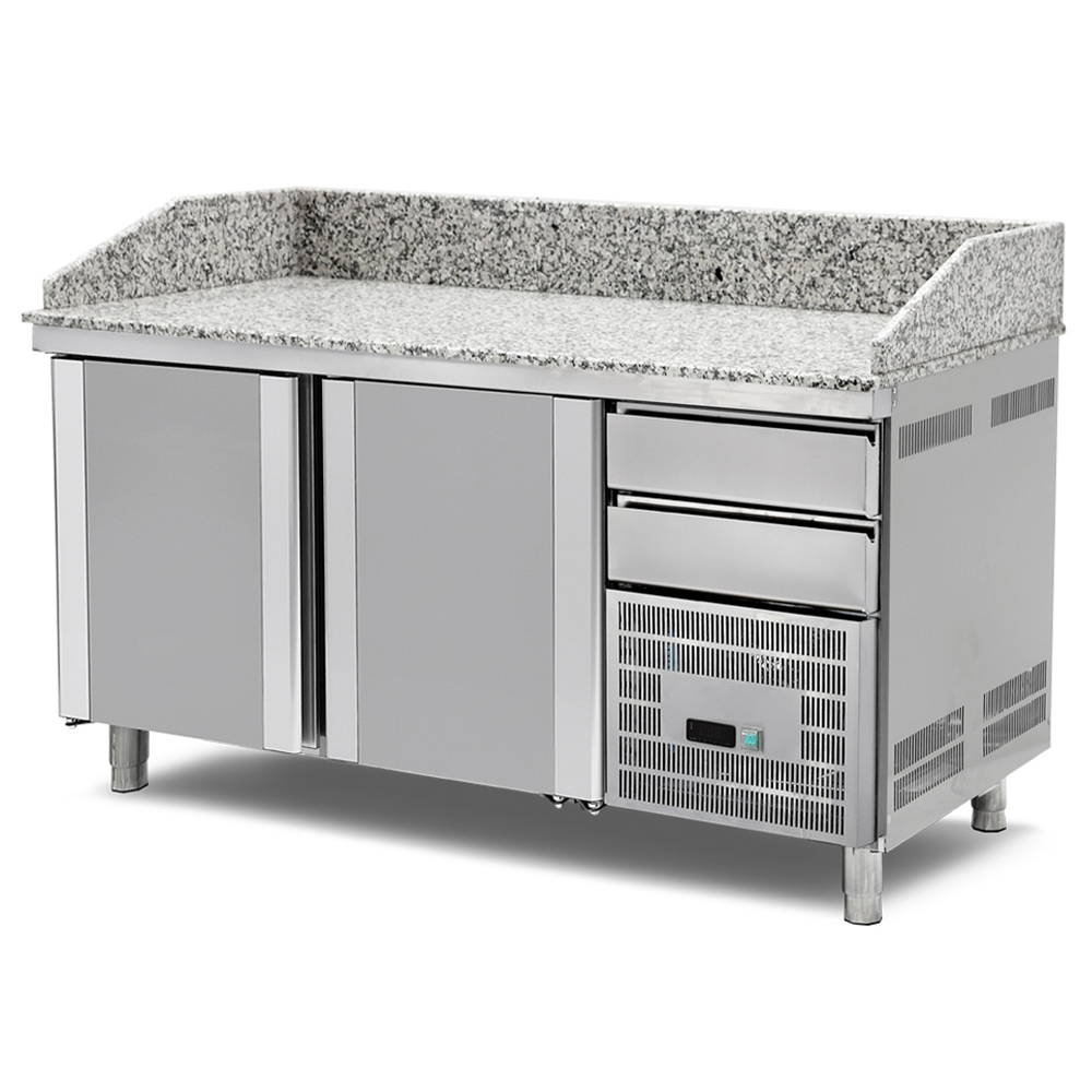 Masa preparare pizza, profesionala, inox, 2 sertare, 300 lt, 160*80*102 cm