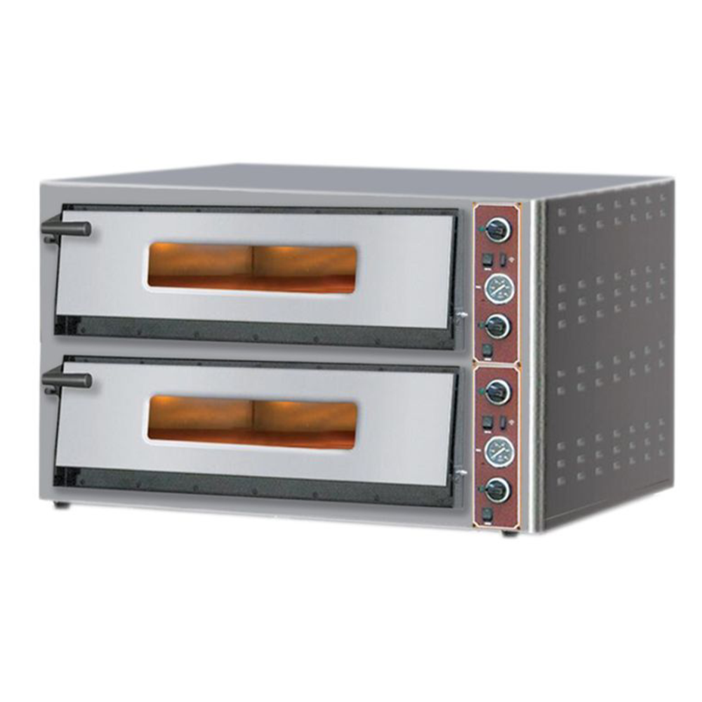 Cuptor profesional pentru pizza si patiserie, electric, inox, 2 vetre, cu samota, 124*123*85 cm