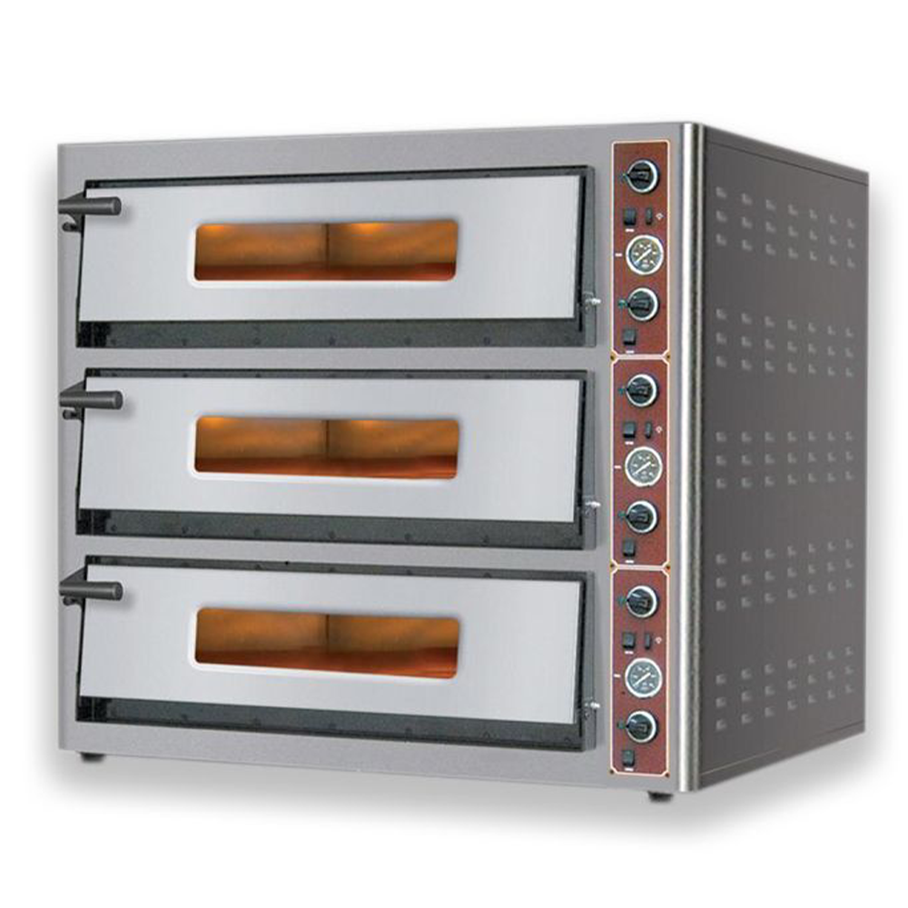 Cuptor profesional pentru pizza si patiserie, electric, inox, 3 vetre, cu samota, 124*123*110 cm