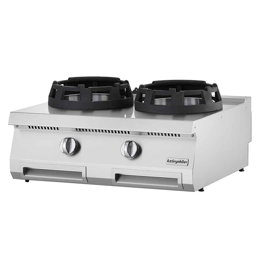 Masina de gatit pe gaz OZTI, inox, cu 2 arzatoare tip wok, 80*70*28 cm