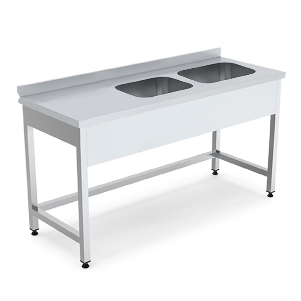 Spalator cu 2 cuve pe partea dreapta si picurator, inox, 160*60*85 cm