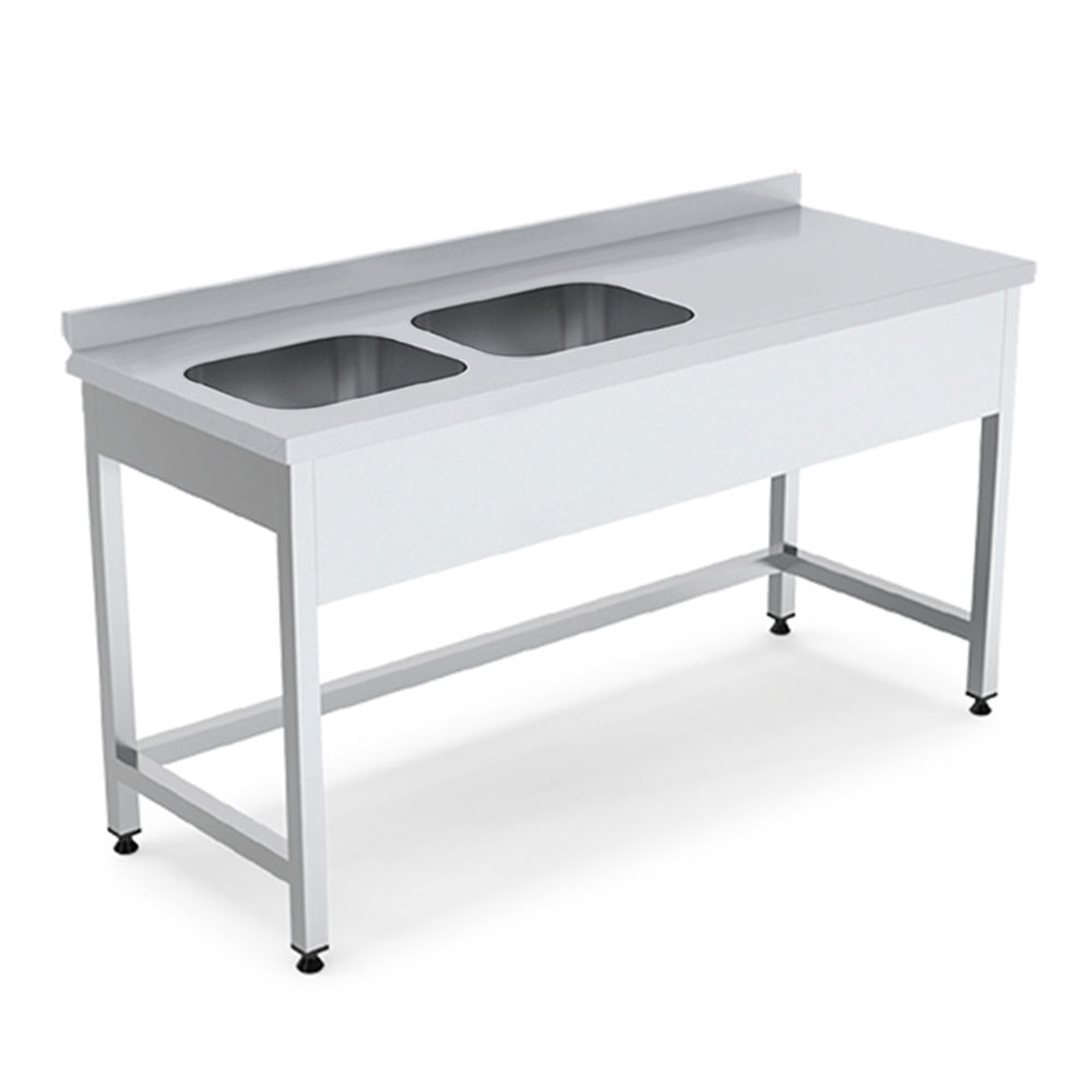 Spalator cu 2 cuve pe partea stanga si picurator, inox, 140*60*85 cm