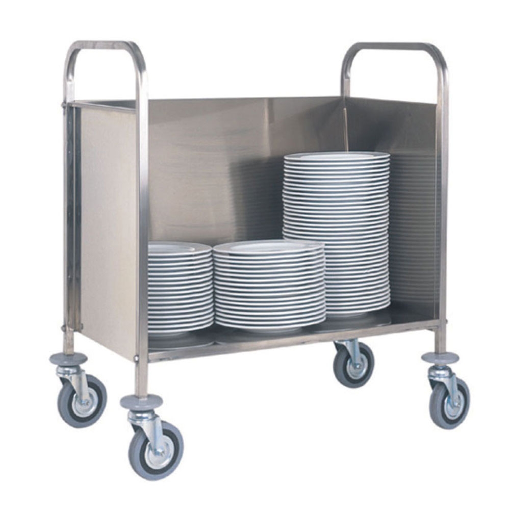 Carucior inox transport farfurii cu 1 polita