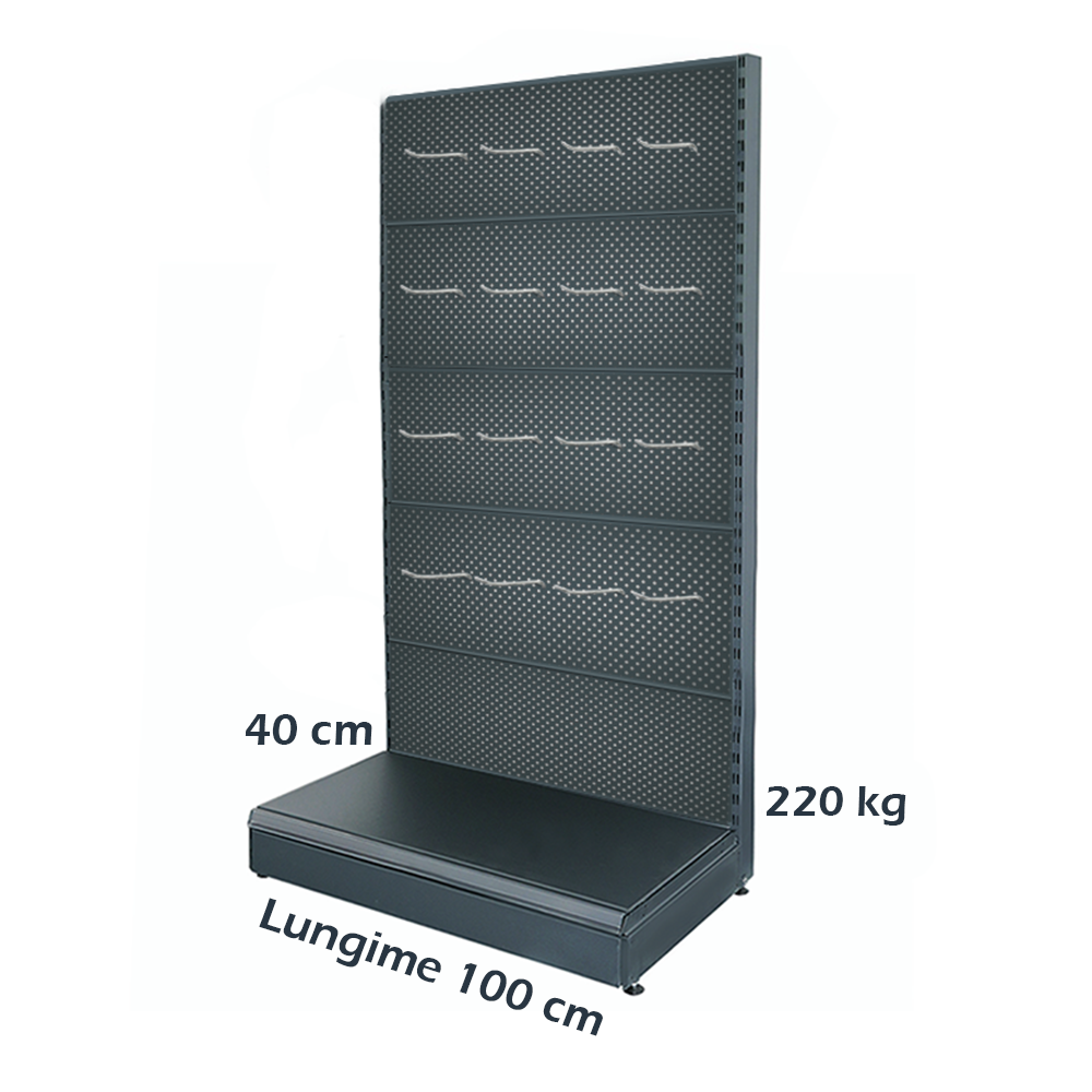 Raft metalic de perete cu carlige 100*225 baza 40 cm