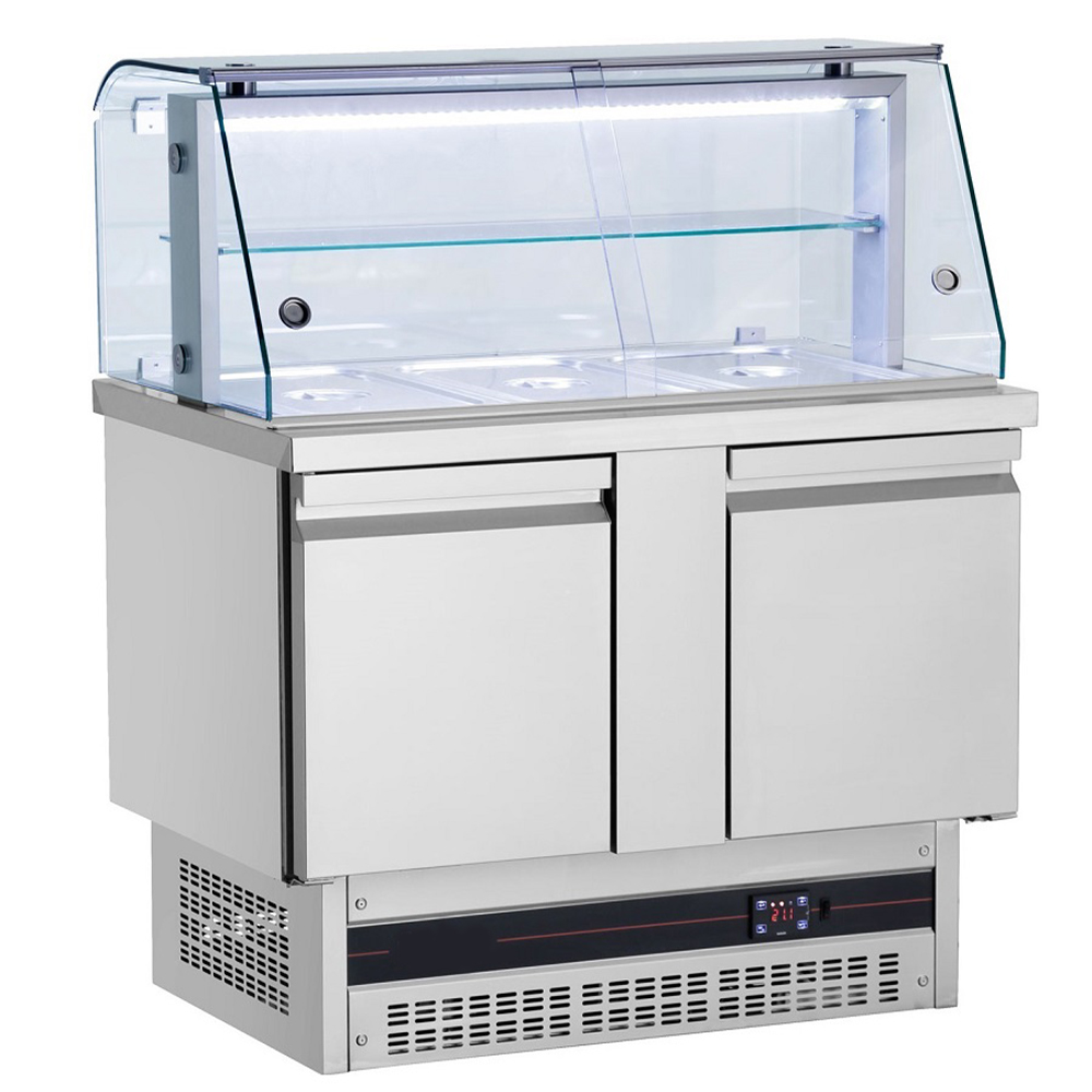 Salad bar 3 GN 1/1 cu 2 usi si geam panoramic, 239 lt.