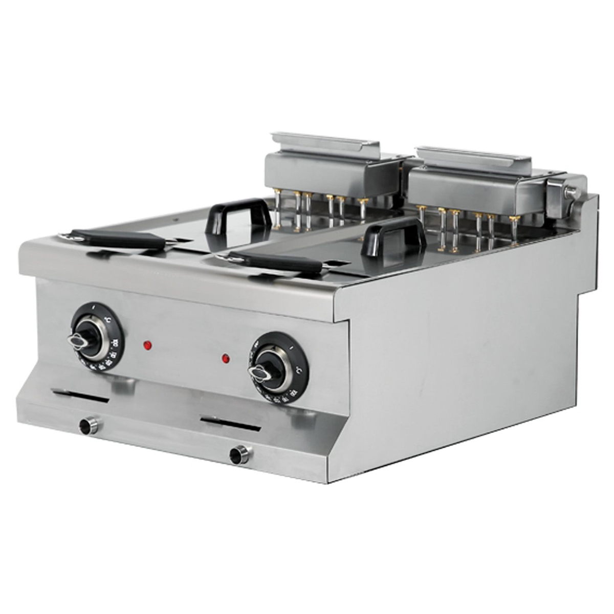 Friteuza electrica profesional, inox, cu 2 cuve, 2*10 lt