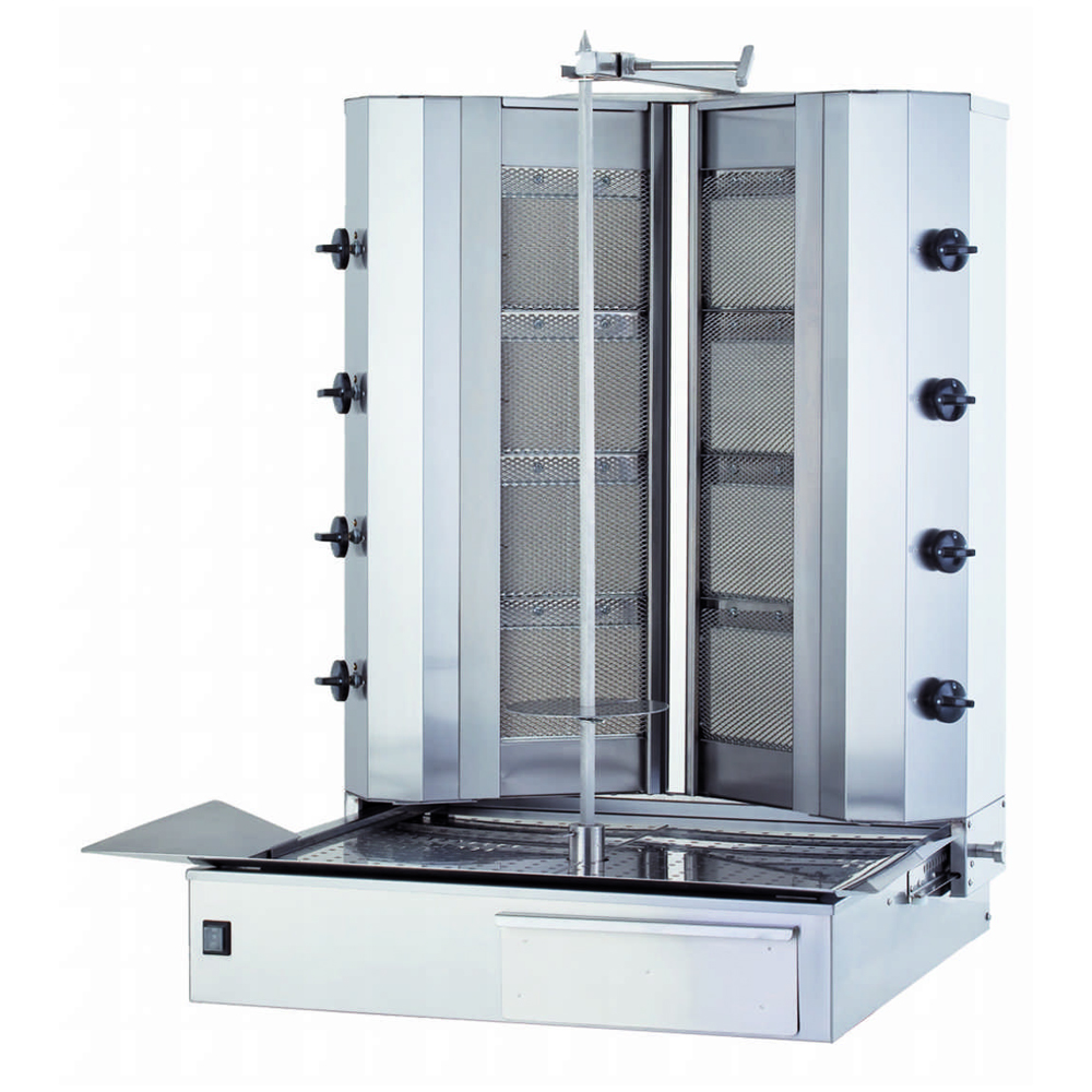 Aparat shaorma kebab pe gaz KALITEGAZ cu 4+4 arzatoare