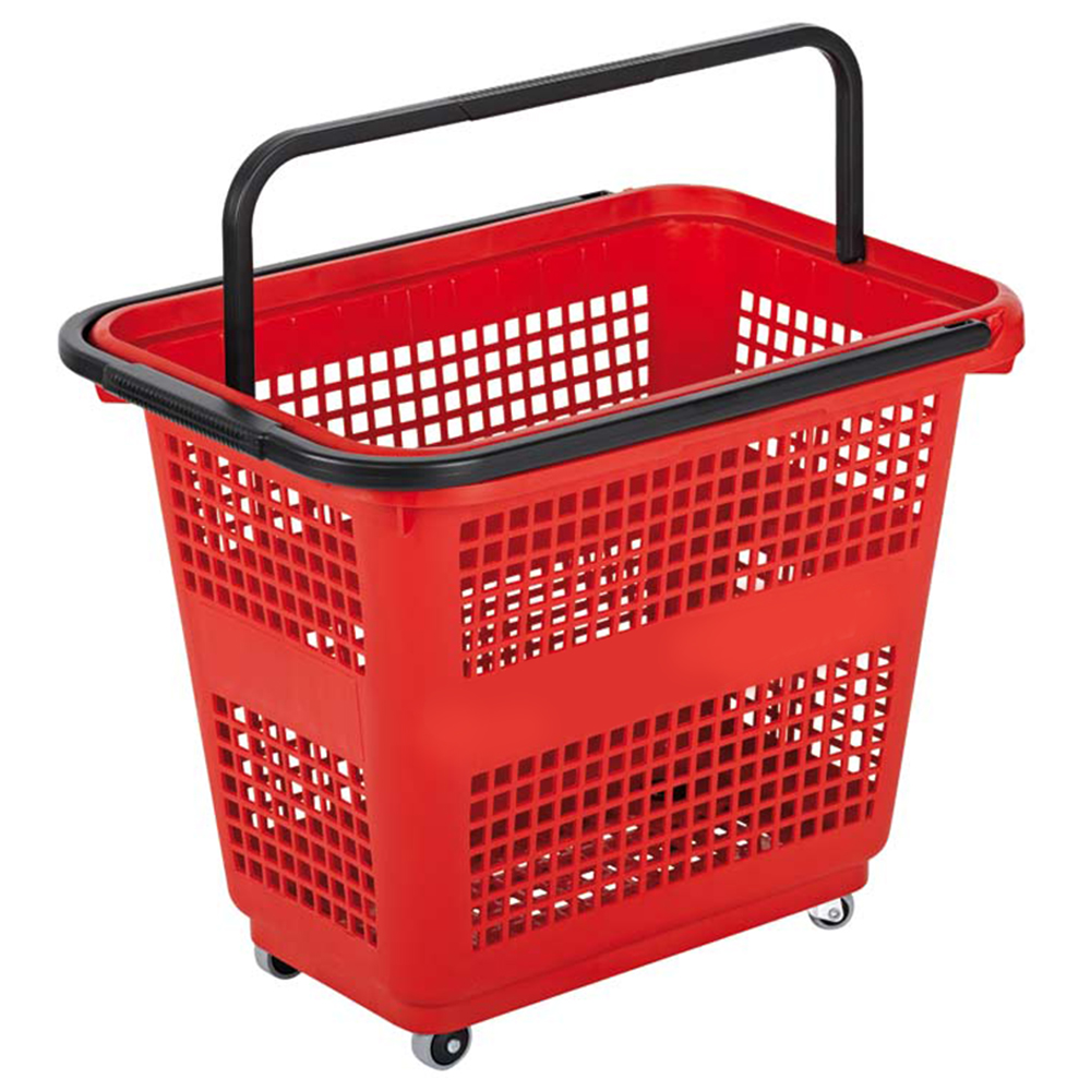 Cos supermarket cu roti 54 lt - Rosu