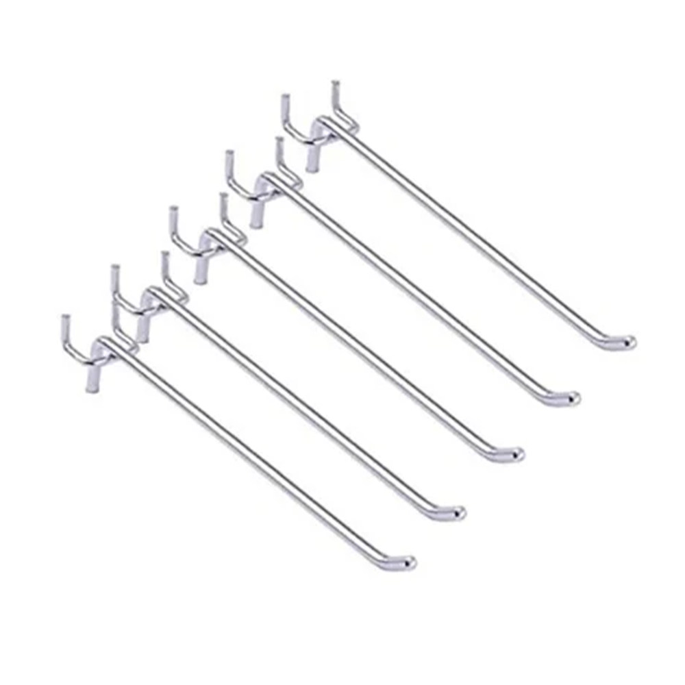 Carlig simplu 20 cm, P25 pentru rafturi metalice perforate gri