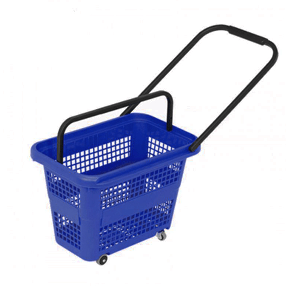 Cos supermarket cu roti 32 lt - Albastru