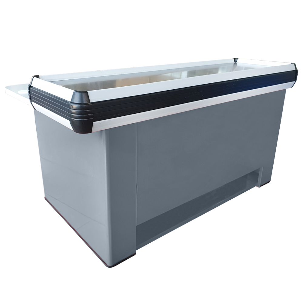 Masa tandem gri pentru casa de marcat 1,8 m rama din PVC dur