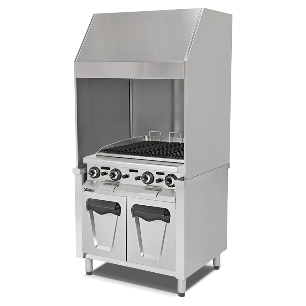 Grill pe gaz profesional, inox, cu hota monobloc, 97*85*215 cm
