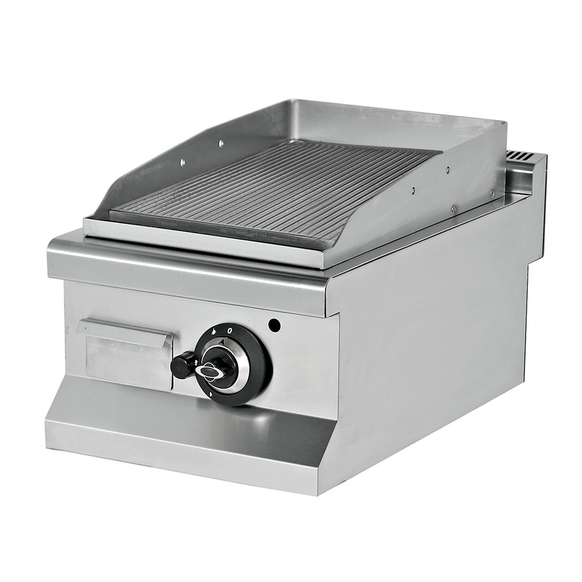 Grill pe gaz simplu profesiona, inox, cu suprafata striata, 40*64*29 cm