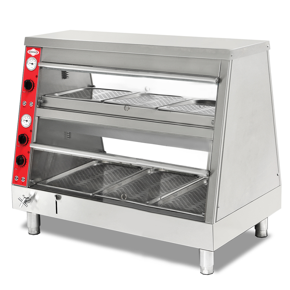 Vitrina calda de banc, inox, cu 2 polite si 6 cuve GN, 115*69*93 cm