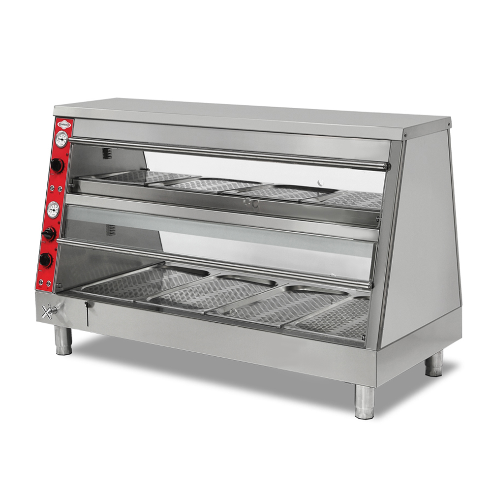 Vitrina calda de banc, inox, cu 2 polite si 8 cuve GN, 150*69*93 cm