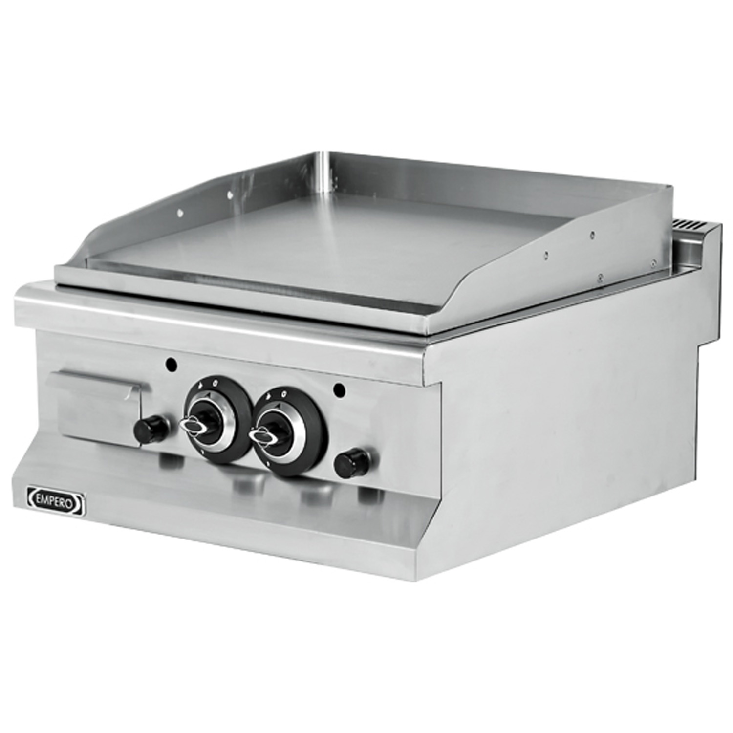 Grill pe gaz dublu profesional, inox, cu suprafata neteda cromata, 60*64*29 cm