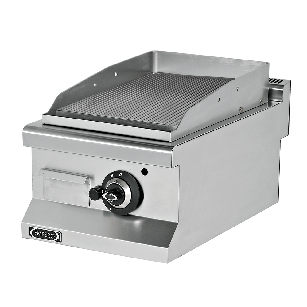 Grill electric profesional, inox, cu suprafata striata cromata, 40*64*29 cm