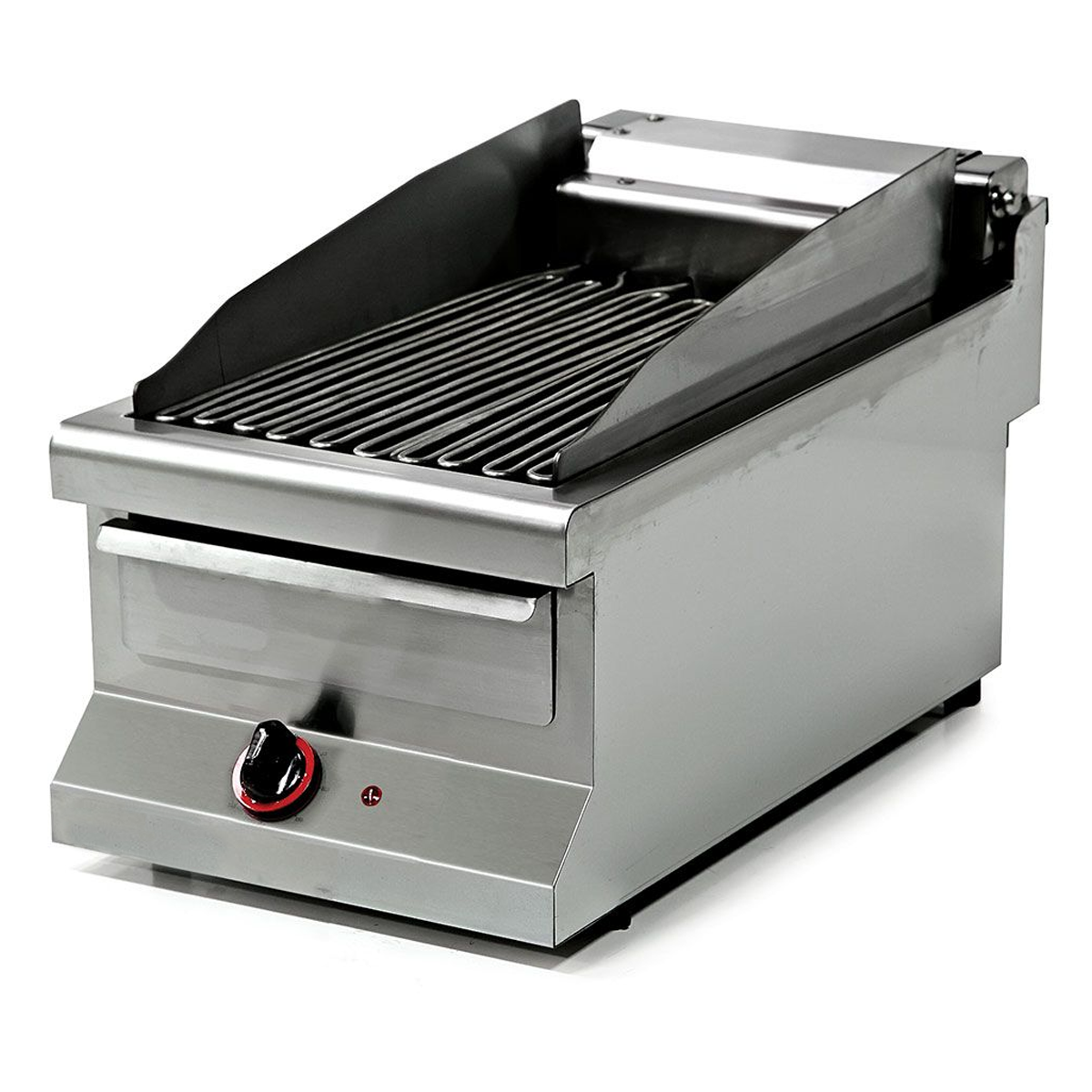 Grill electric profesional, inox, cu roca vulcanica si steamer, 40*64*29 cm