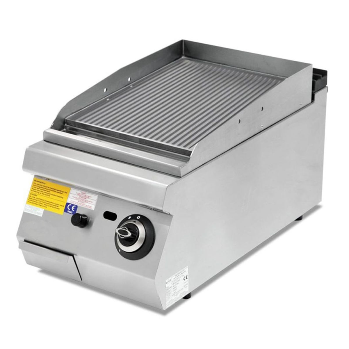 Grill pe gaz profesional, inox, cu suprafata striata PLUS, 40*73*30 cm