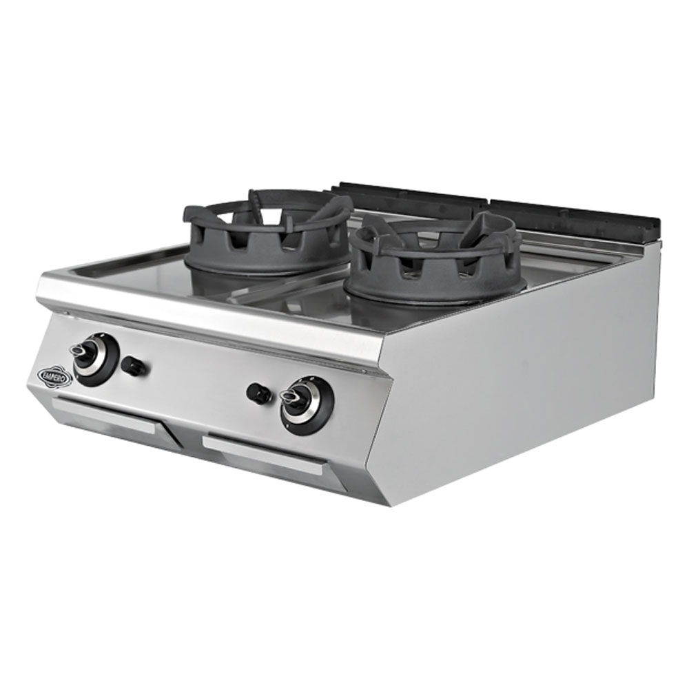 Masina de gatit pe gaz cu 2 arzatoare, inox, tip wok PLUS, 80*73*30 cm