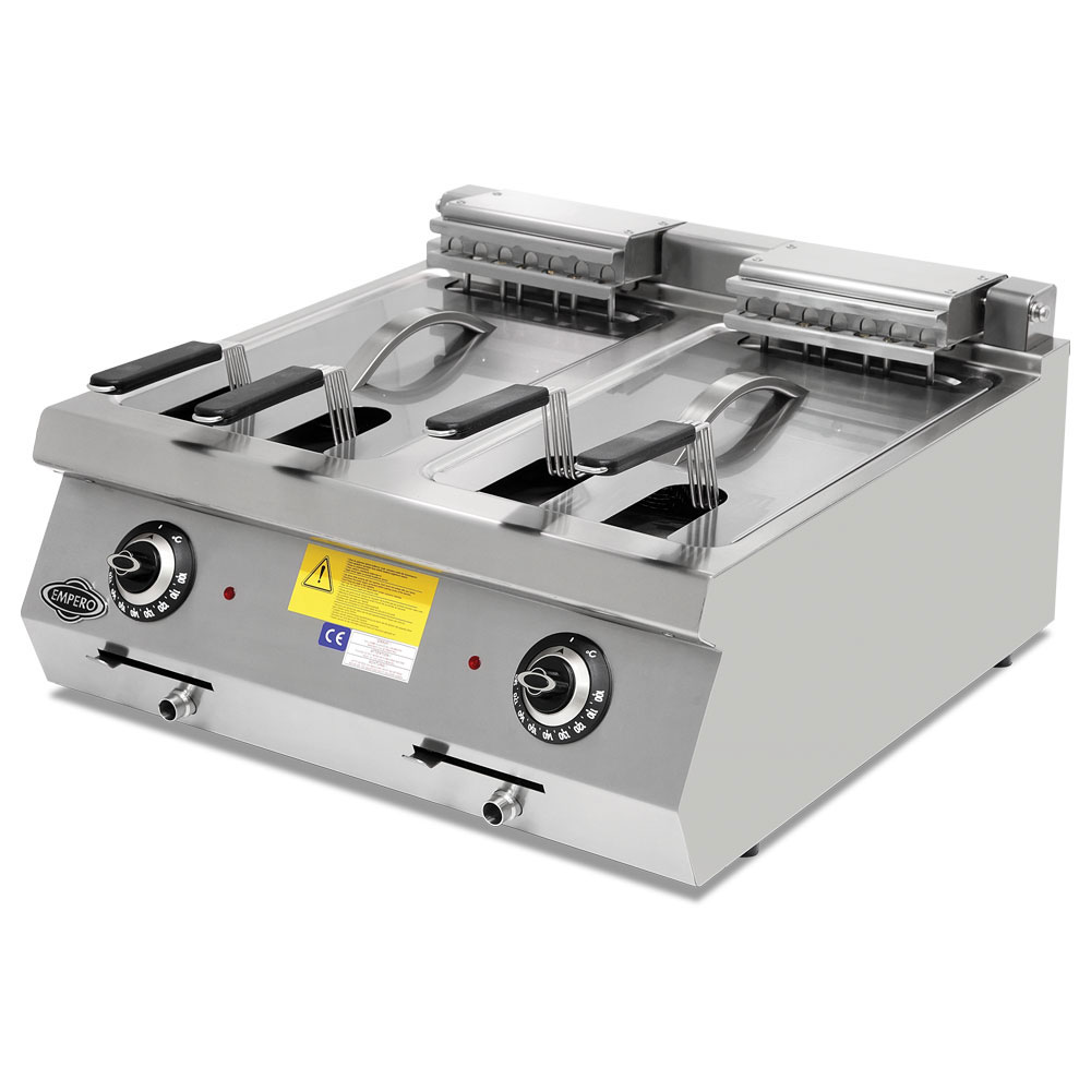 Friteuza electrica profesionala, inox, cu 2 cuve, 2*16 lt