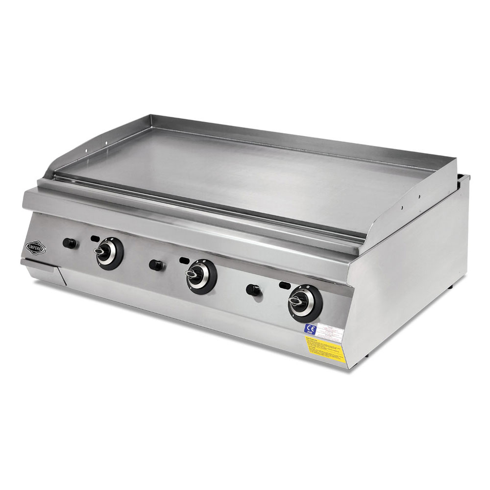 Grill pe gaz profesional, inox, cu suprafata neteda PLUS, 120*73*30 cm