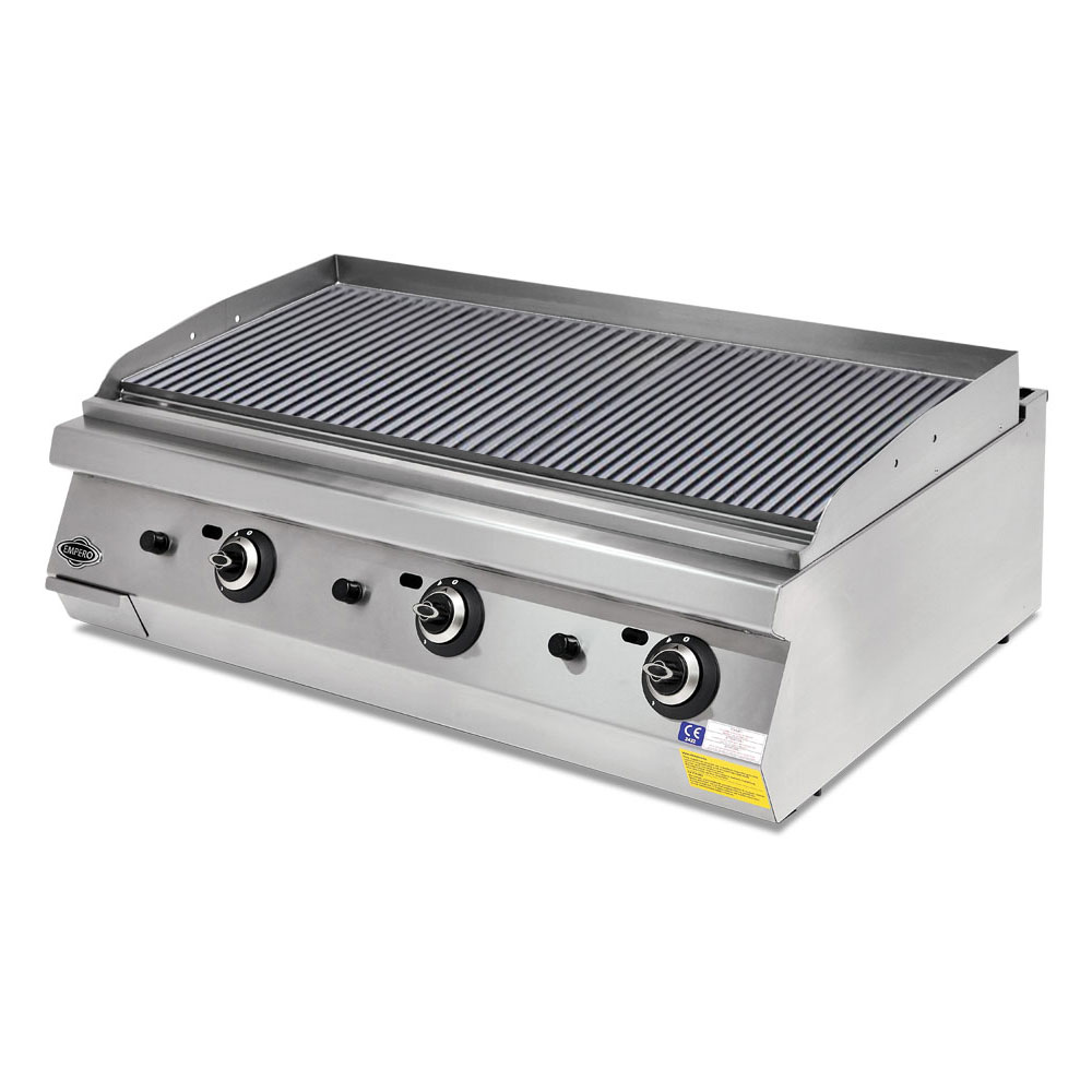 Grill pe gaz profesional, inox, cu suprafata striata PLUS, 120*73*30 cm