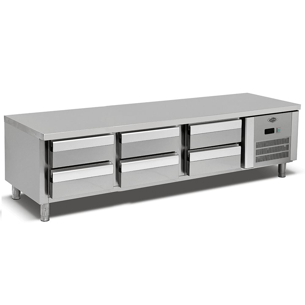 Masa rece undercounter, profesionala, inox, 6 sertare GN 2/3, 200*60*55 cm