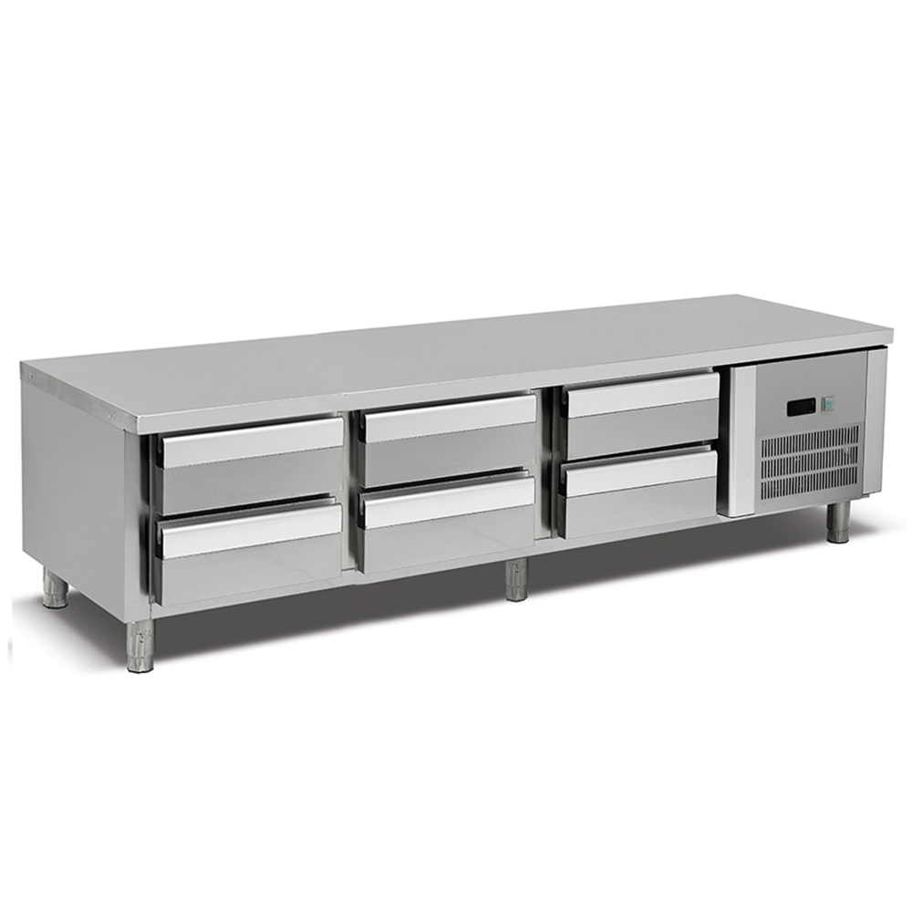 Masa rece undercounter inox cu 6 sertare GN 1/1, profesionala