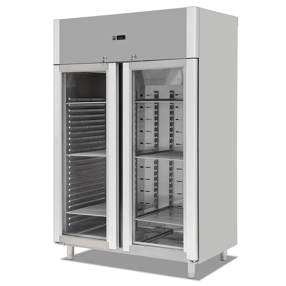 Dulap frigorific vertical inox cu 2 usi din sticla, 1400 lt