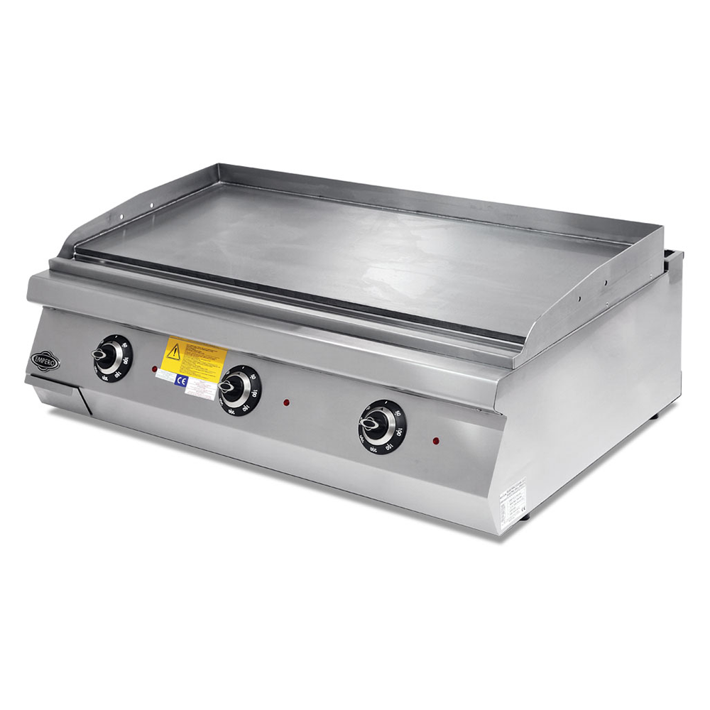 Grill electric profesional, inox, cu suprafata neteda si striata cromata PLUS, 120*73*30 cm