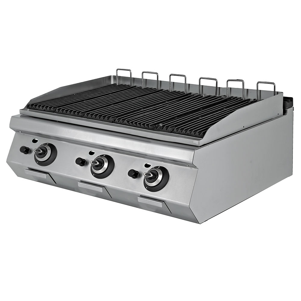 Grill pe gaz profesional, inox, cu roca vulcanica PLUS, 120*73*30 cm
