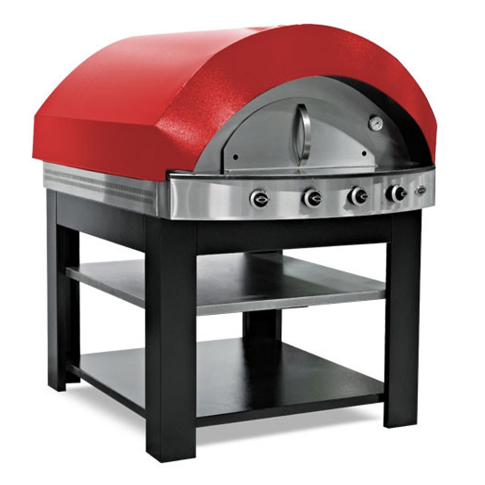 Cuptor profesional pentru pizza, cu samota si alimentare pe gaz, capacitate 4 pizza 30 cm - Rosu