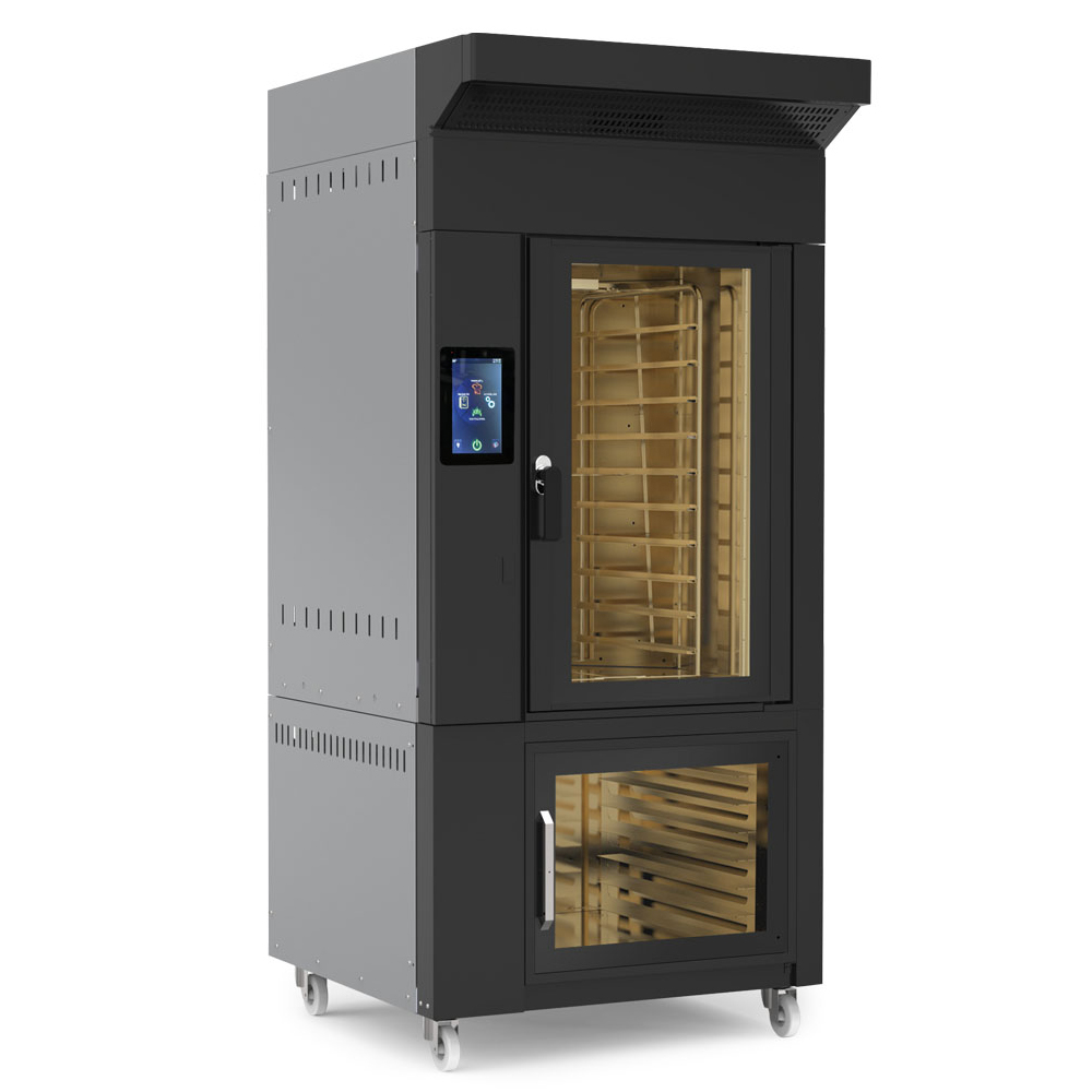 Cuptor profesional brutarie / patiserie rotativ pe gaz cu convectie si dospitor - 10 tavi 40*60