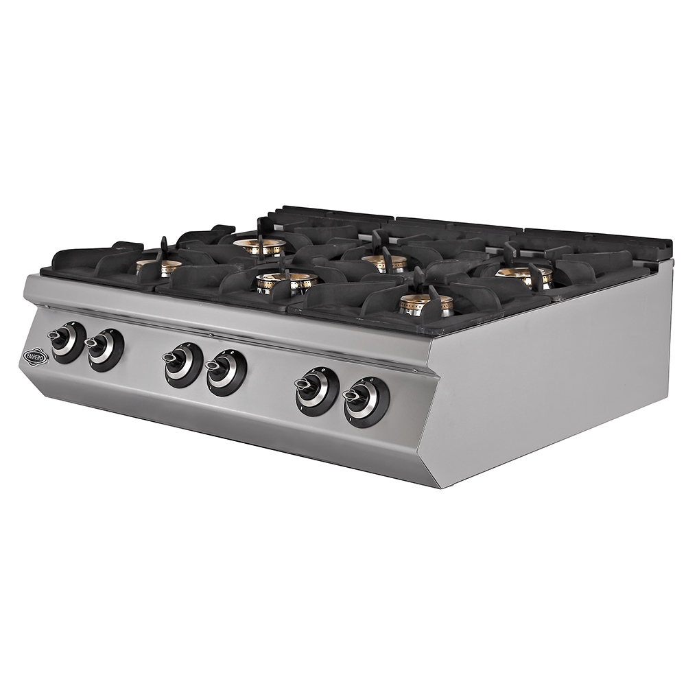 Masina de gatit pe gaz, inox, cu 6 arzatoare PLUS, 120*90*30 cm