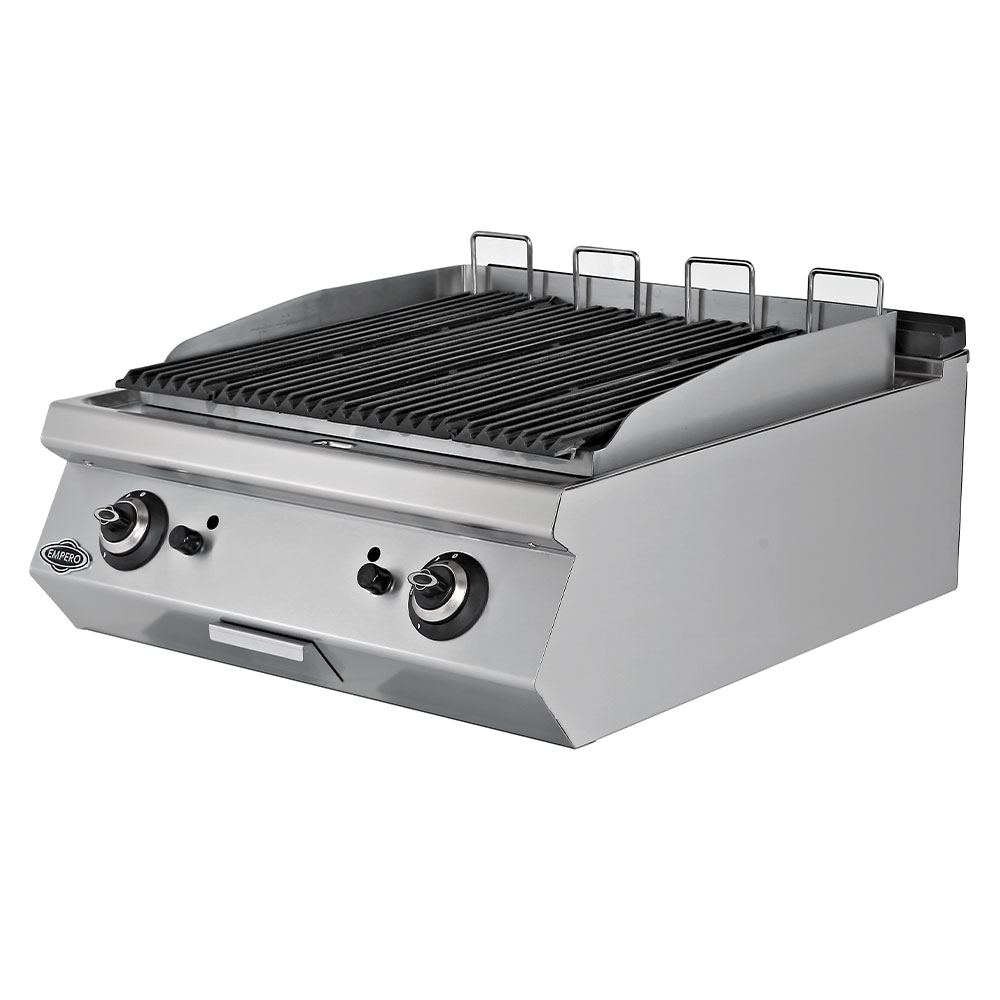 Grill pe gaz profesional, inox, cu roca vulcanica PLUS, 80*90*30 cm