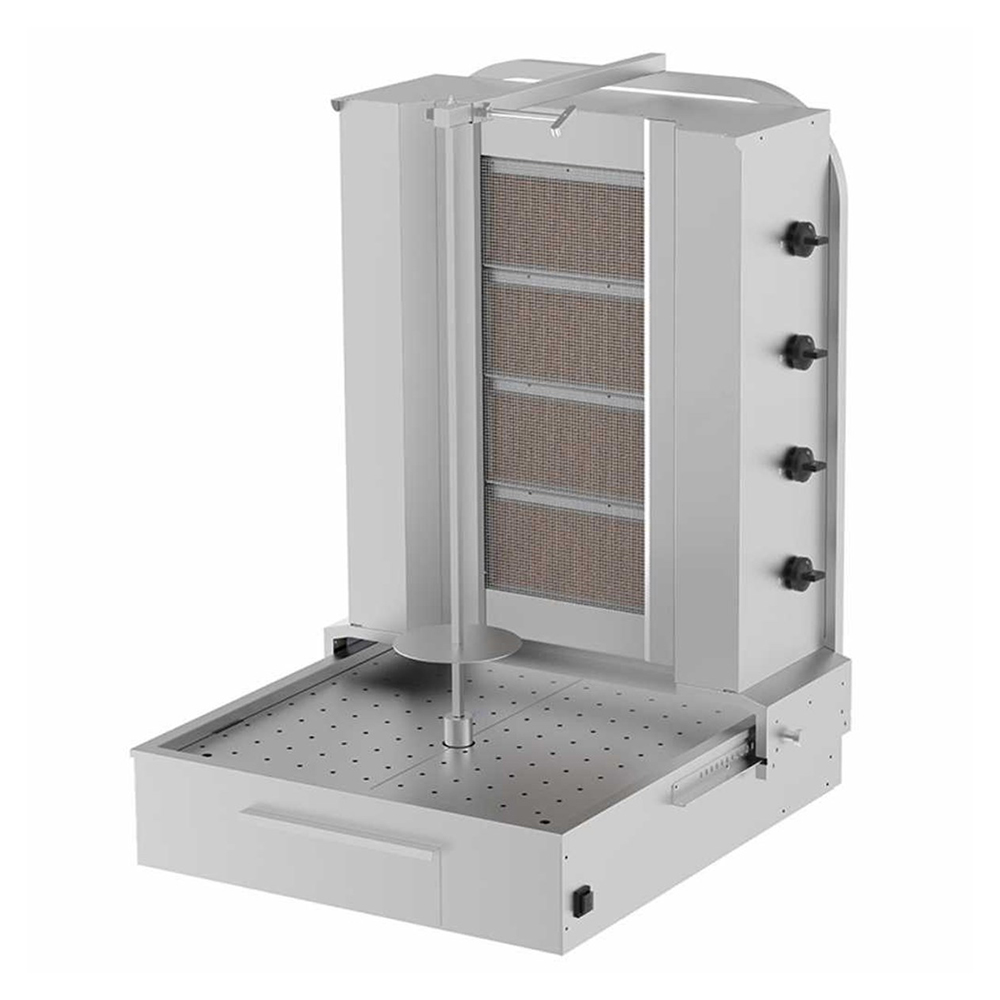 Aparat shaorma kebab pe gaz KALITEGAZ cu 4 arzatoare late