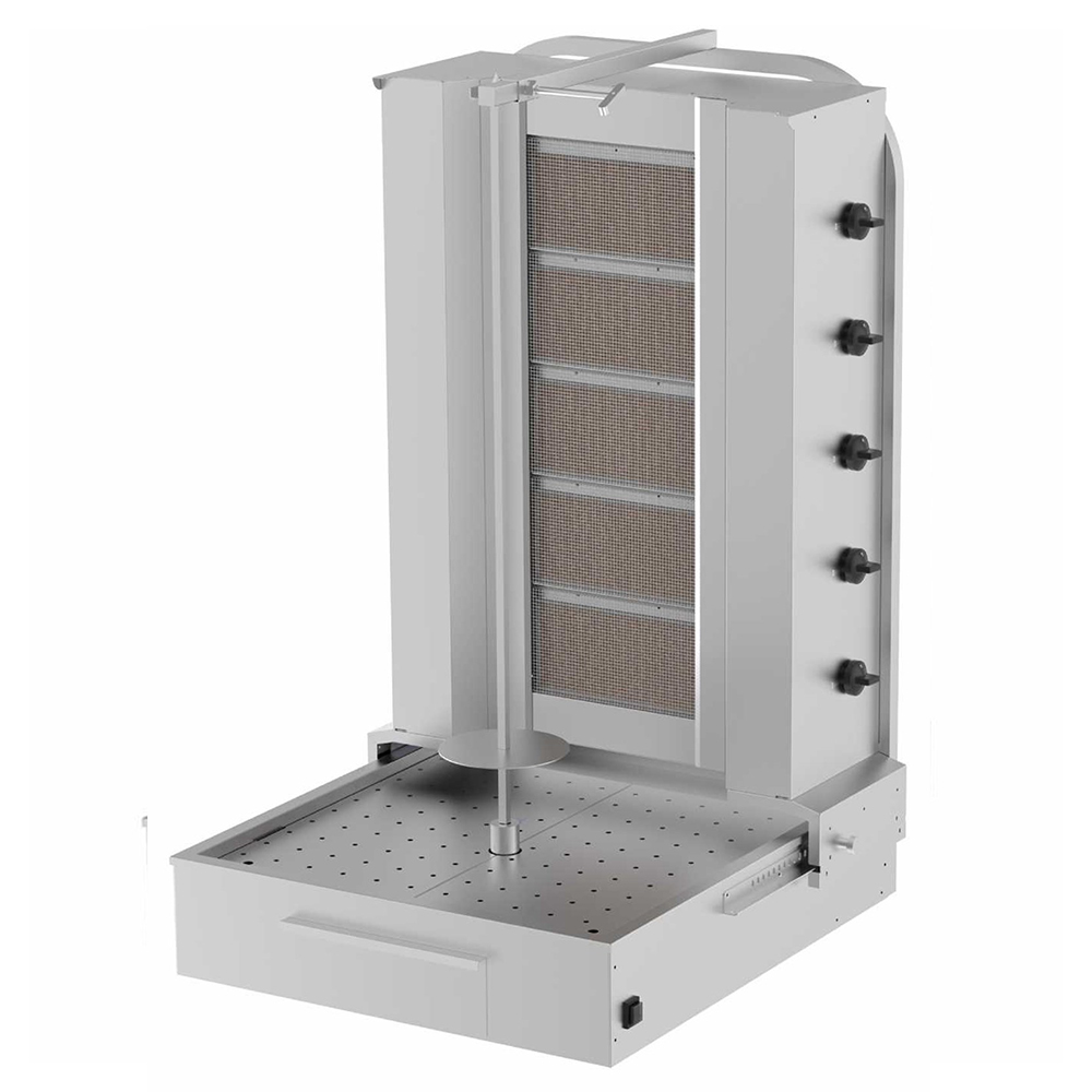 Aparat shaorma kebab pe gaz KALITEGAZ cu 5 arzatoare late