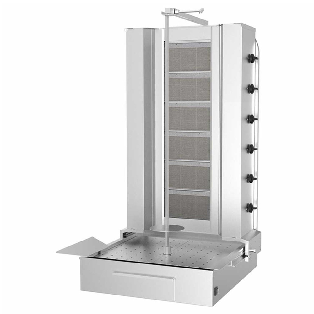 Aparat shaorma kebab pe gaz KALITEGAZ cu 6 arzatoare late