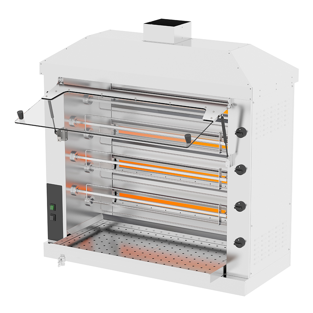 Rotisor profesional pe gaz cu 7 tepuse, 16-20 pui