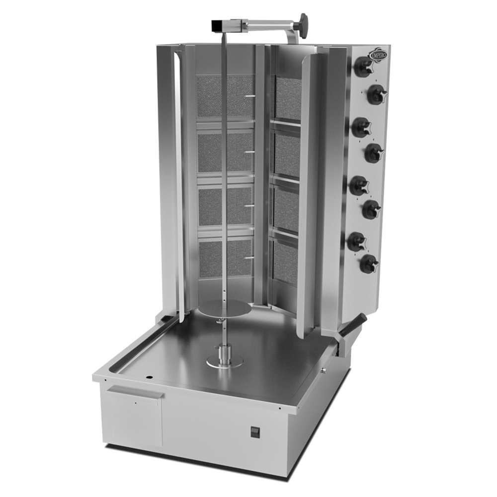 Aparat shaorma kebab pe gaz cu 4+4 arzatoare