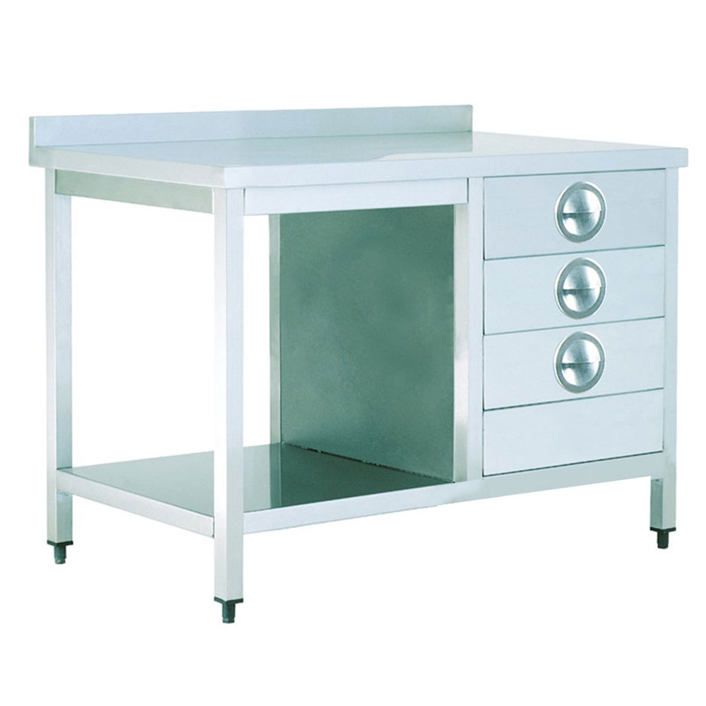 Masa de lucru inox cu 3 sertare si polita inferioara 200*70*85