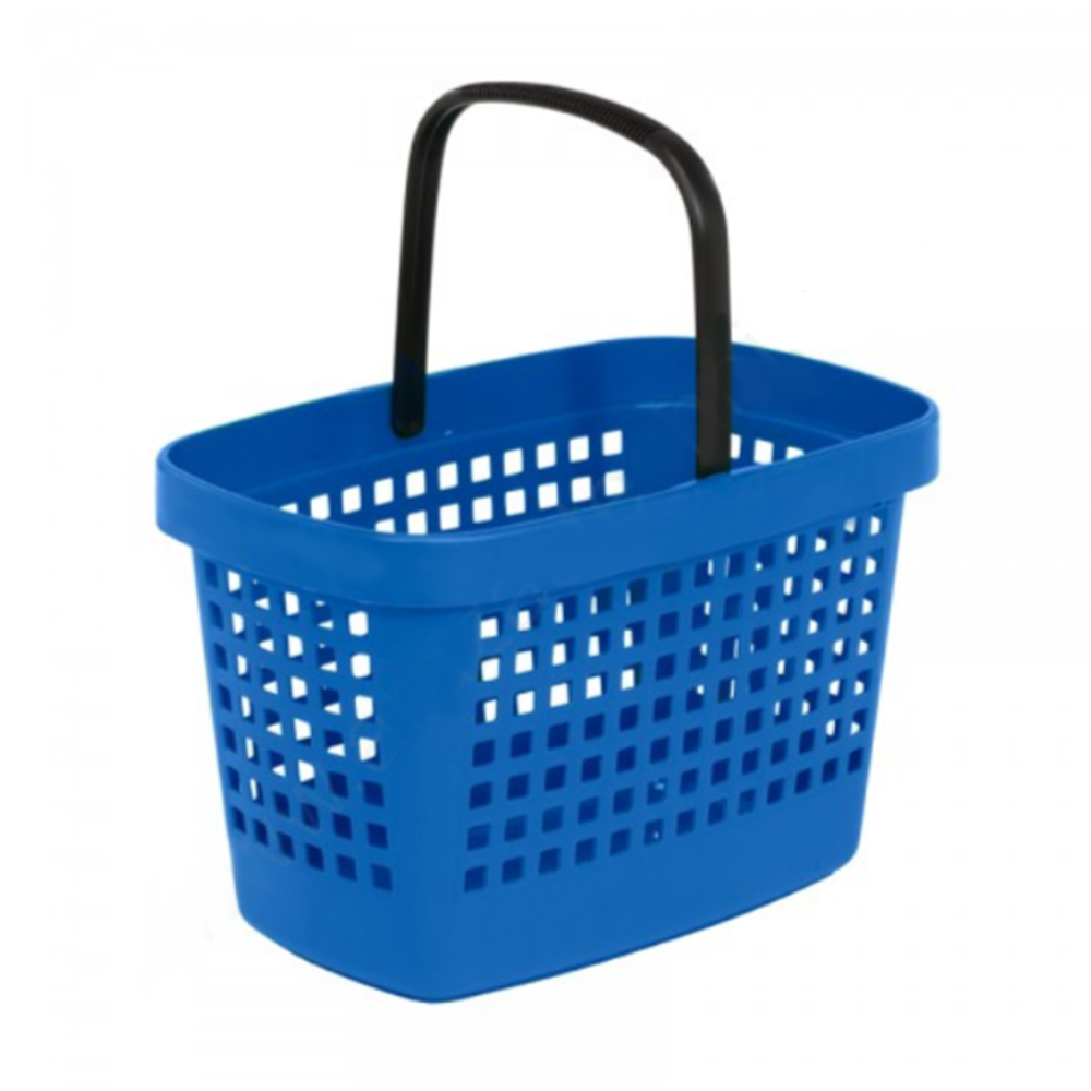 Cos supermarket plastic cu 1 maner 28 litri - Albastru