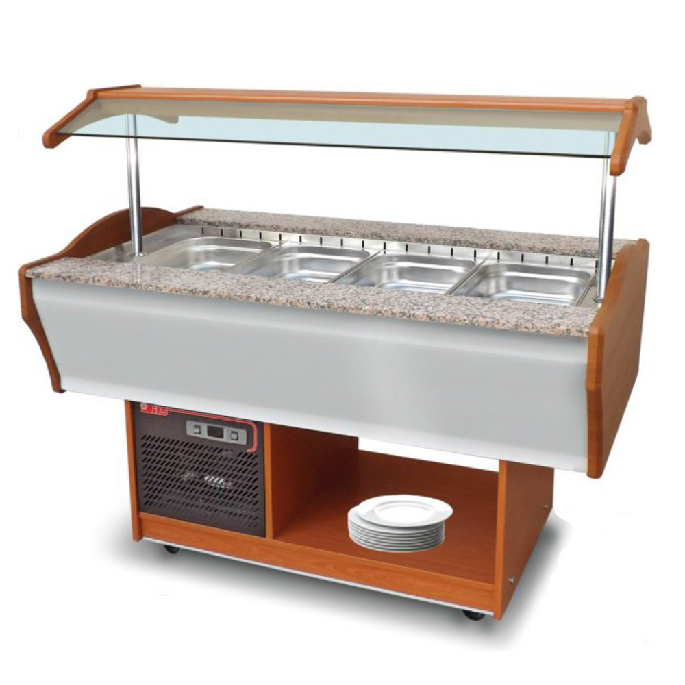 Salad bar, inox, 4*1/1 GN, racire ventilata, 155*90*85/131 cm