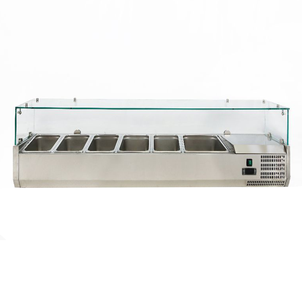 Vitrina ingrediente, inox, 5 cuve GN1/3 + 1 cuva GN1/2, 150*39.5*43.5 cm