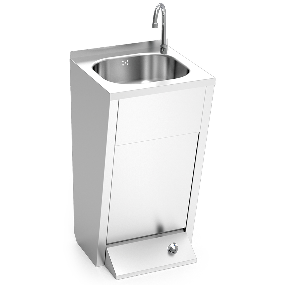 Chiuveta cu actionare la picior, inox, 45*45*85 cm