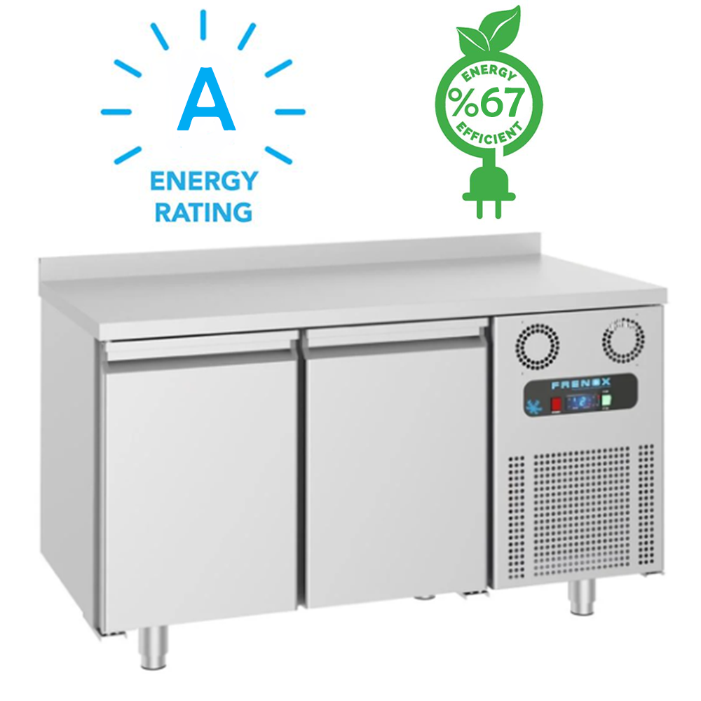 Masa rece FRENOX, profesionala, Eficenta Energetica, inox, 2 usi, 281 lt, 140*70*85 cm